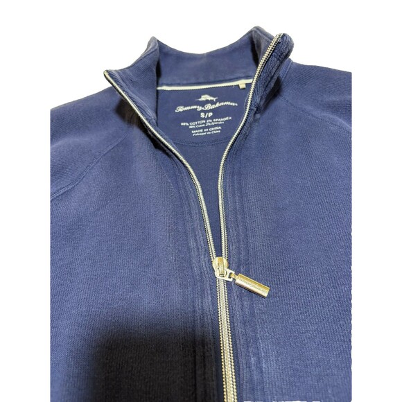 Tommy Bahama Blue Full Zip Sweater | Women's  Round Neck S/P - Picture 2 of 9